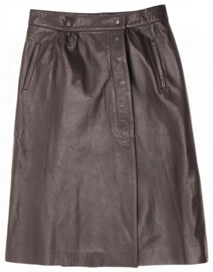 jupe en cuir portefeuille femme vintage W28 noir moyen