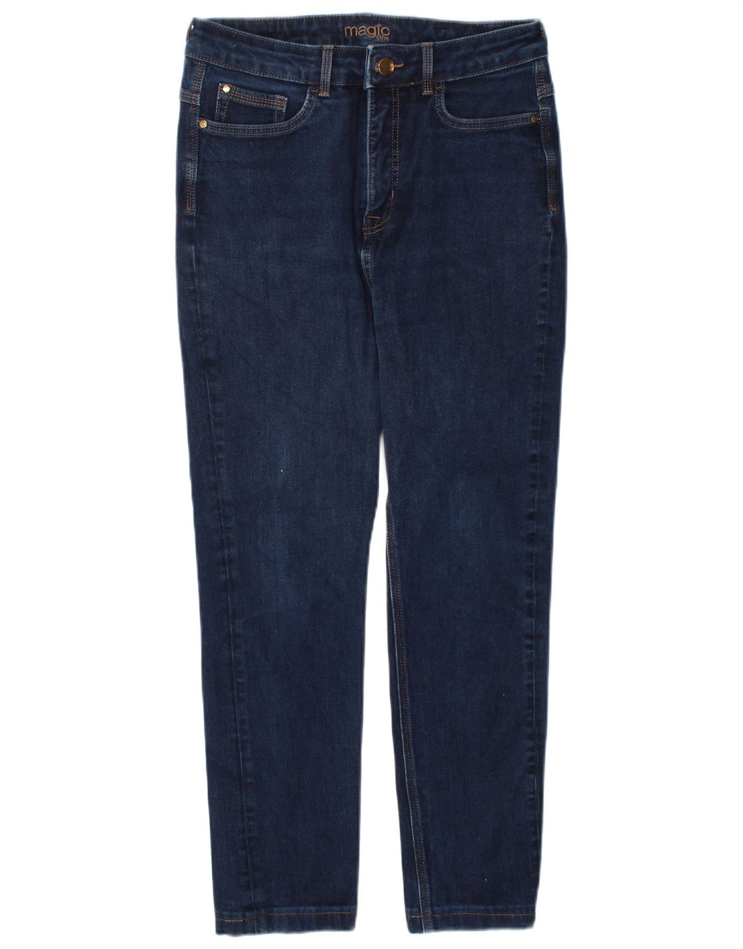 Magic Jeans Slim Femme UK 12 Moyen W30 L26 Bleu Marine Coton