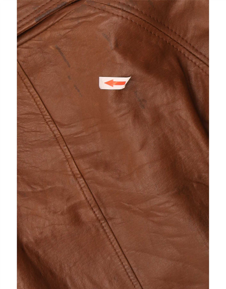 Manteau en cuir femme vintage IT 50 XL Marron