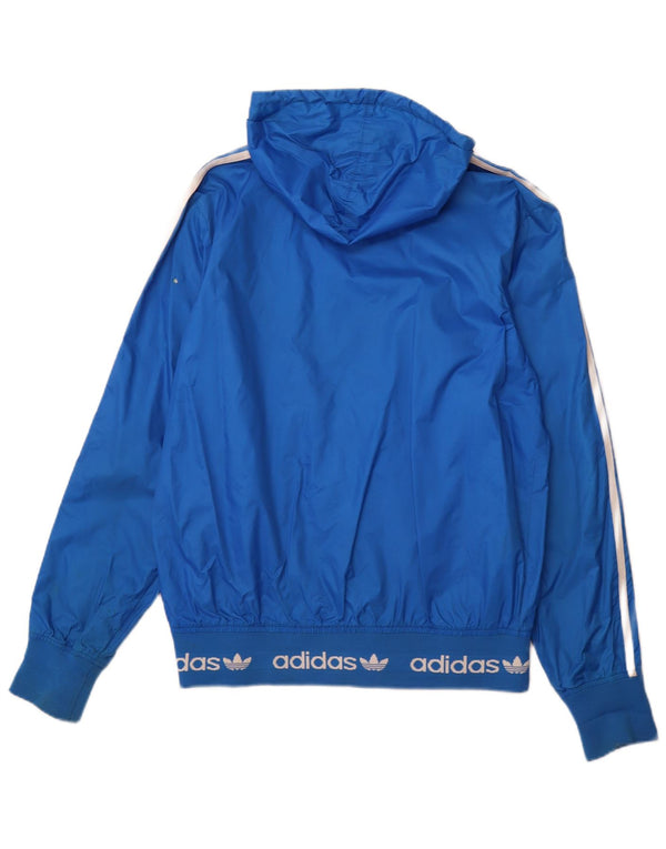 ADIDAS Veste de pluie à capuche graphique pour homme UK 38 Bleu moyen Nylon