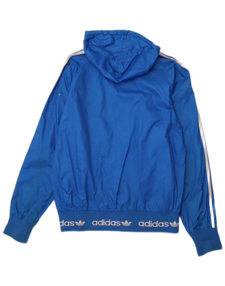 ADIDAS Veste de pluie à capuche graphique pour homme UK 38 Bleu moyen Nylon