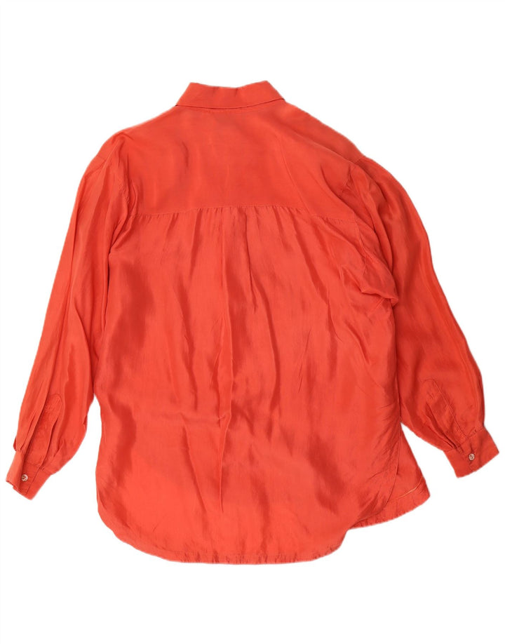 Chemisier chemise femme vintage UK 14 soie orange moyenne