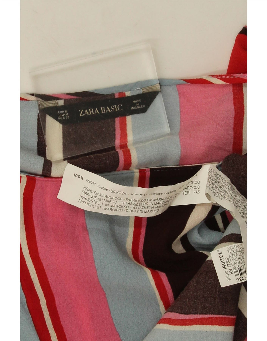 Zara Womens Crop Long Sleeve Blouse Top UK 14 Moyen Multicolore Rayé