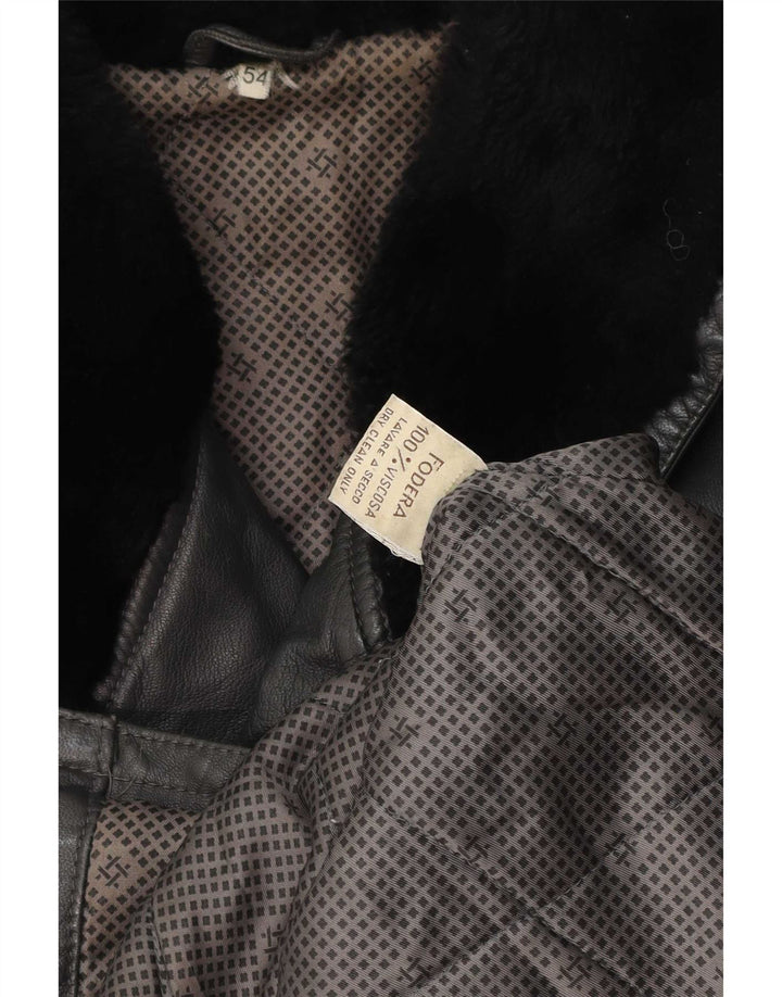 Vintage Veste en cuir pour homme UK 54 2XL Gris
