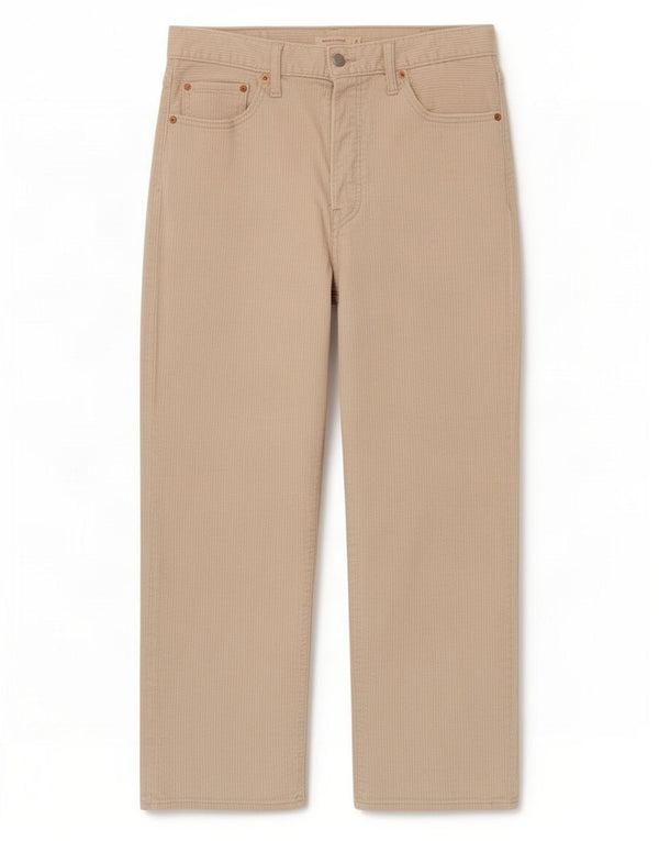 Levi's Pantalon Droit Ribcage Velours Côtelé Femme W31 L26 Coton Blanc Cassé