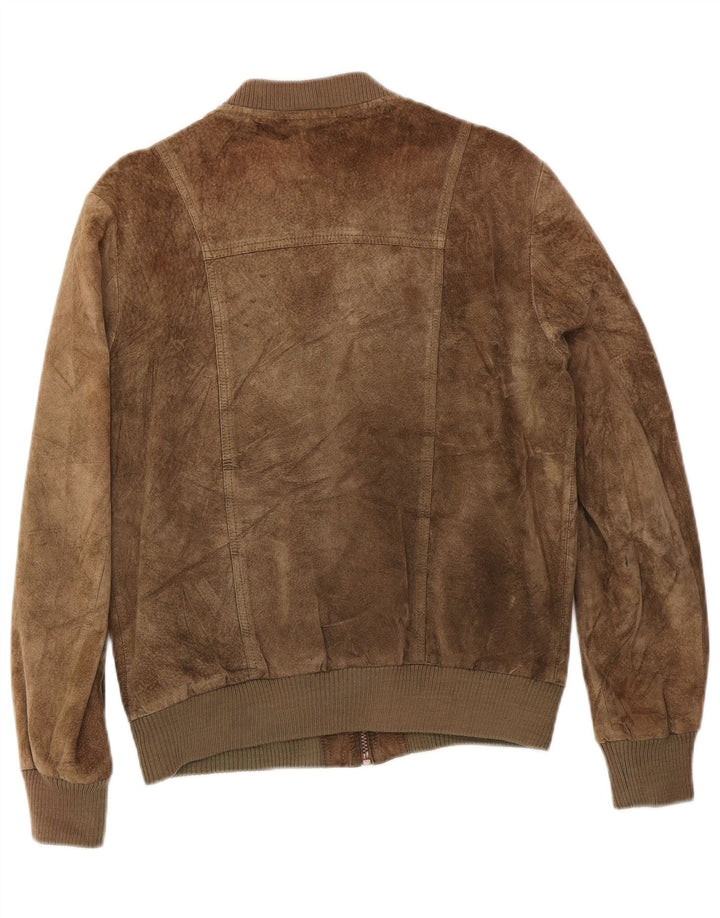 Veste Bomber En Daim Femme Vintage IT 50 XL Cuir Kaki
