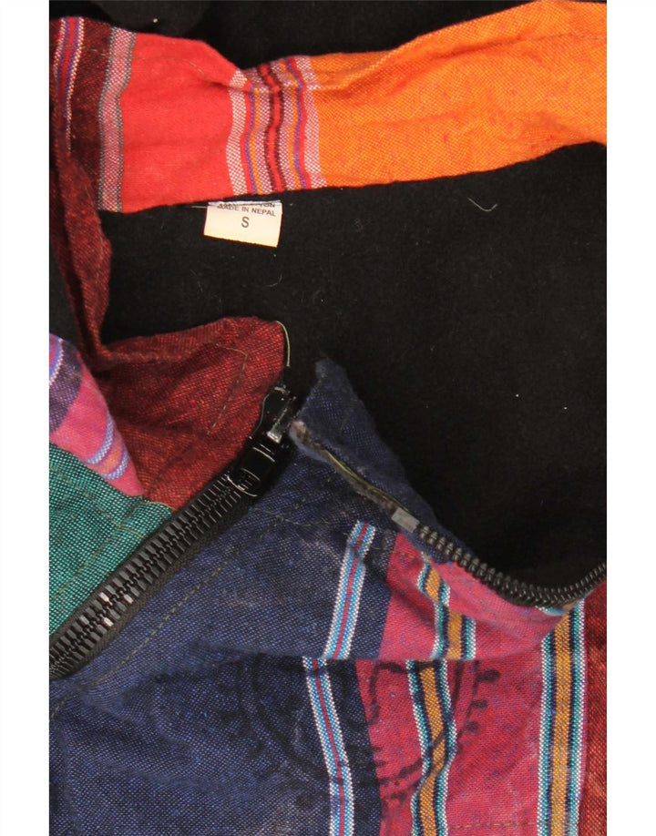 vintage Mens Hooded Anorak Jacket UK 36 Petit Patchwork Multicolore Aztèque