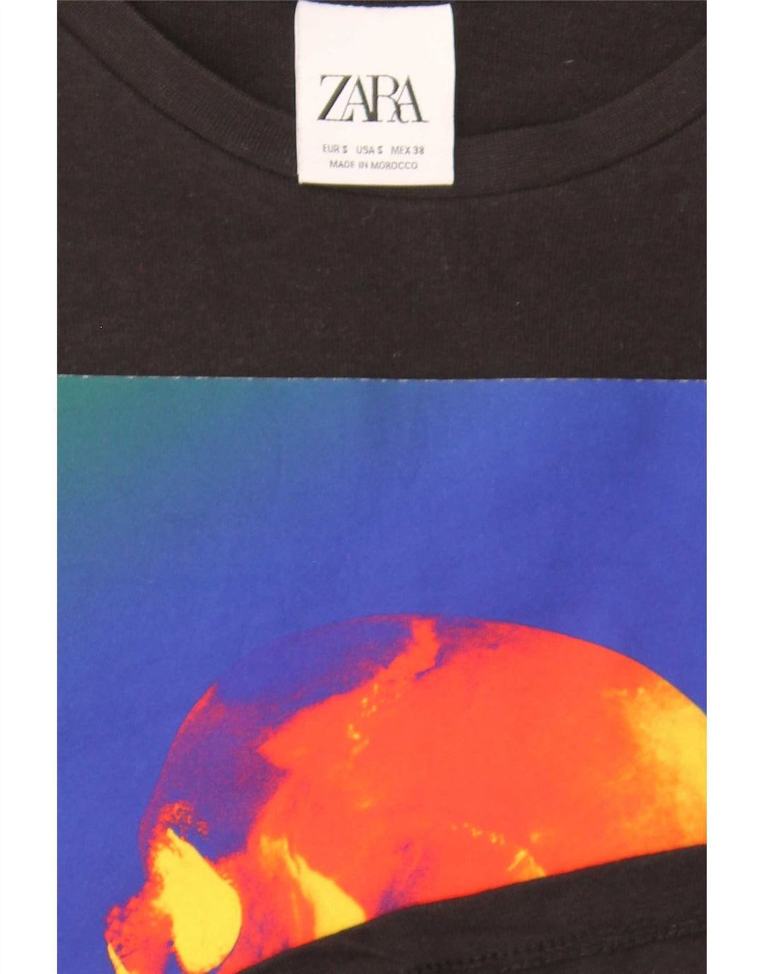 Zara T-Shirt Graphique Homme Petit Noir