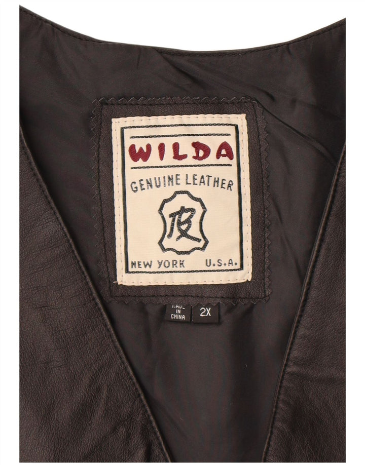 Wilda Gilet en cuir pour homme 2XL Cuir noir