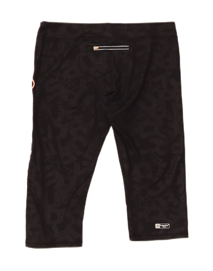 SUPERDRY Short de sport graphique pour femme UK 14 Large Noir Polyester