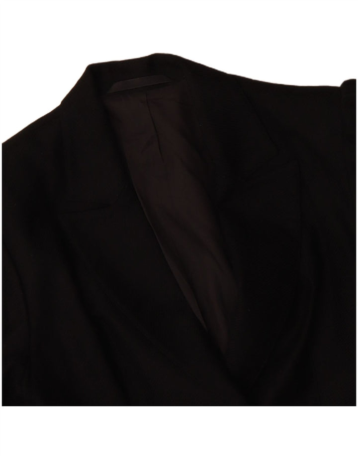 VINTAGE Femme Double Breasted Blazer Veste UK 14 Moyen Noir