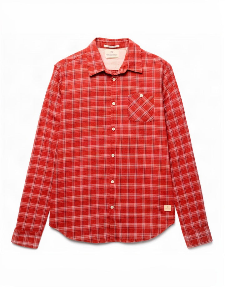 Scotch & Soda Chemise Homme Rouge Moyen Carreaux Coton