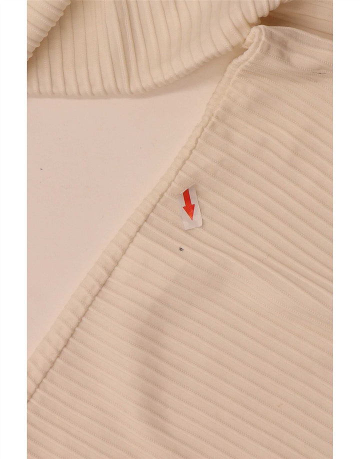 vintage Femme Manches Longues Blouse Top UK 14 Moyen Blanc Polyamide
