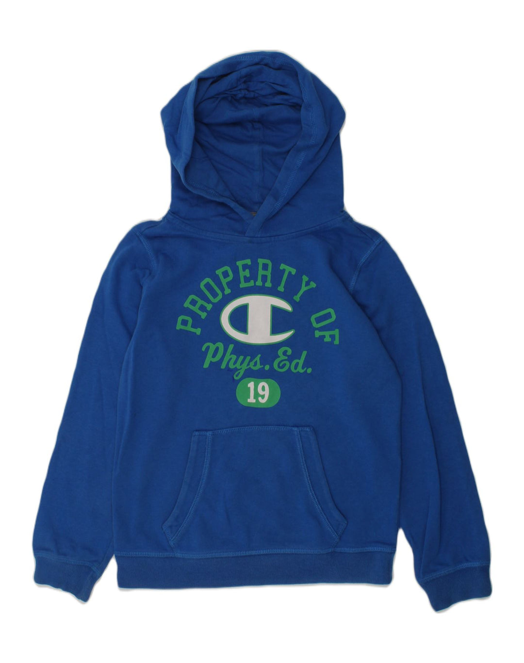CHAMPION Boys Graphic Hoodie Jumper 7-8 Years Small Blue Cotton | Vintage Champion | Thrift | Second-Hand Champion | Used Clothing | Messina Hembry 
