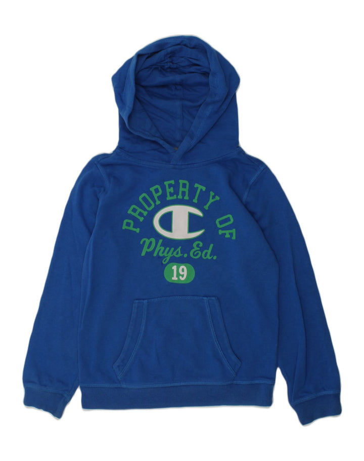 CHAMPION Boys Graphic Hoodie Jumper 7-8 Years Small Blue Cotton | Vintage Champion | Thrift | Second-Hand Champion | Used Clothing | Messina Hembry 