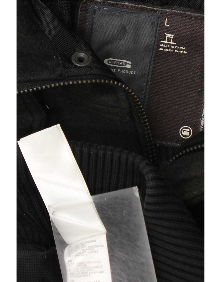 G-Star Veste bomber à capuche pour homme UK 40 Large laine à carreaux noirs