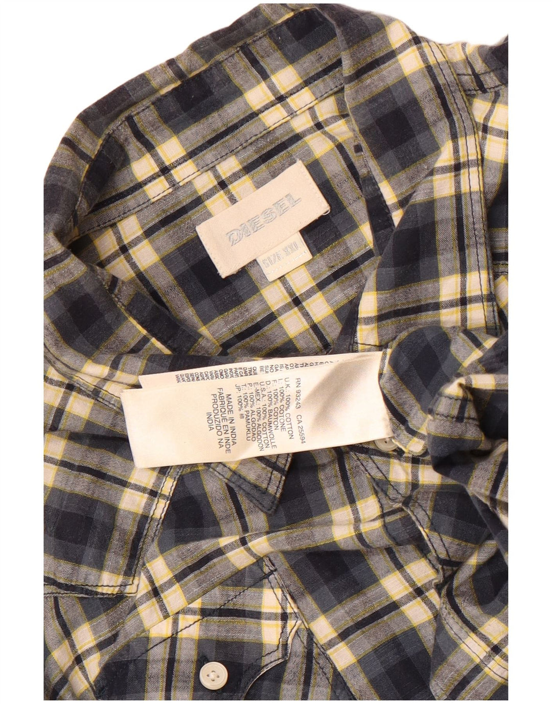 Diesel Chemise Garçon 15-16 ans 2XL Bleu Marine à Carreaux Coton
