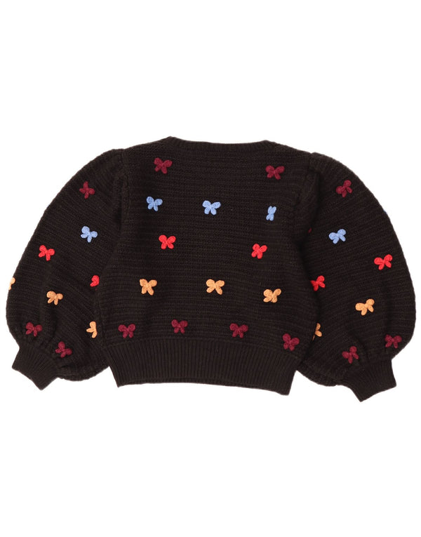 Zara Pull court à manches 3/4 et col bateau pour femme UK 10 Small Noir