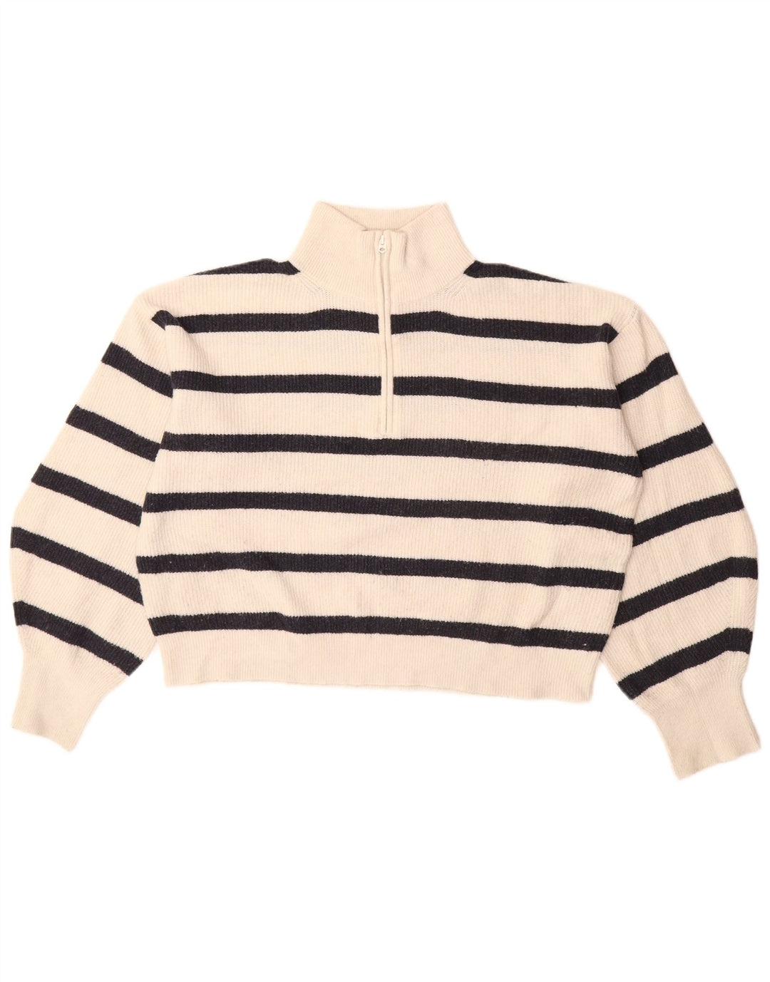 FRENCH CONNECTION Pull court à col zippé pour femme UK 10 Petit Blanc