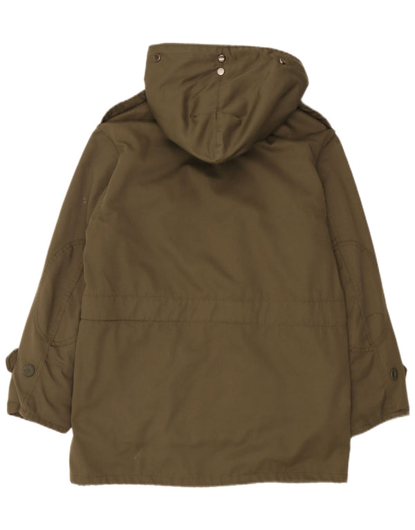 vintage Mens Militaire À Capuchon Sherpa Parka Veste EU 46 Petit Kaki