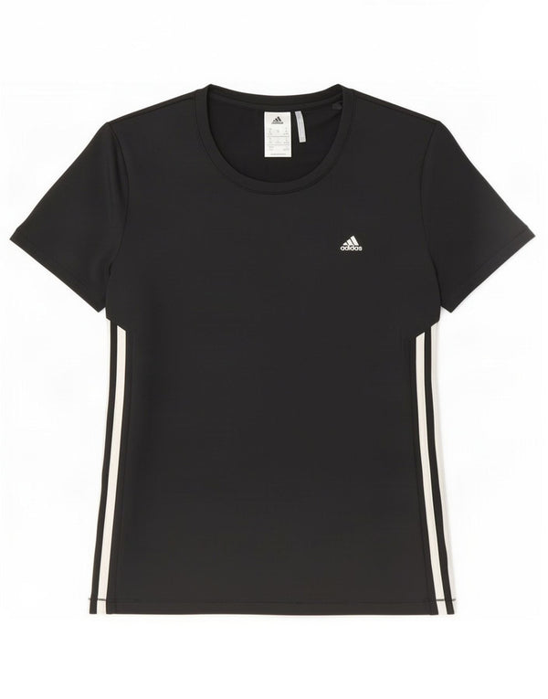 Adidas Climalite T-Shirt Top UK 12/14 Moyen Noir Polyester