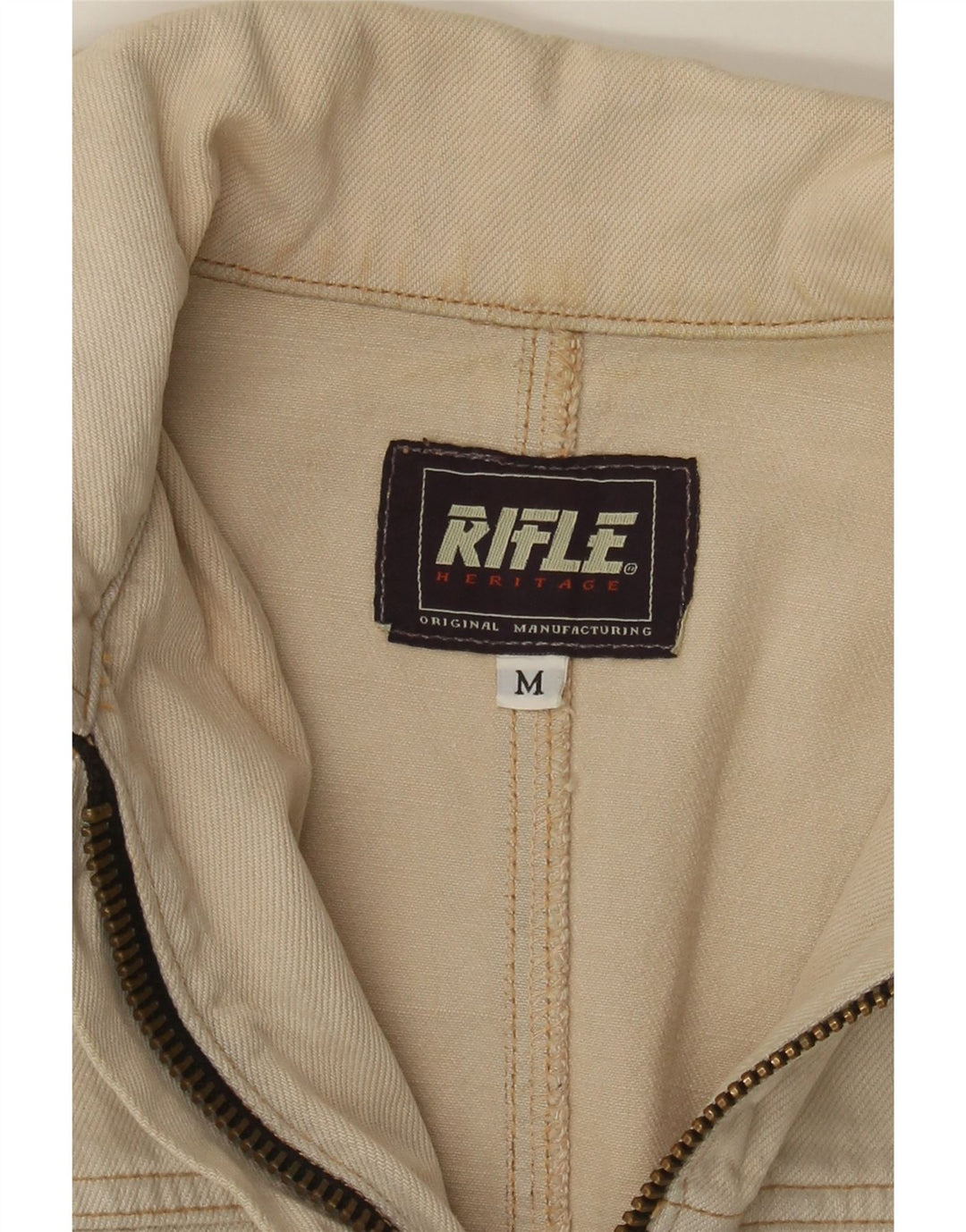 Rifle Womens Crop Denim Jacket UK 12 Coton Beige Moyen