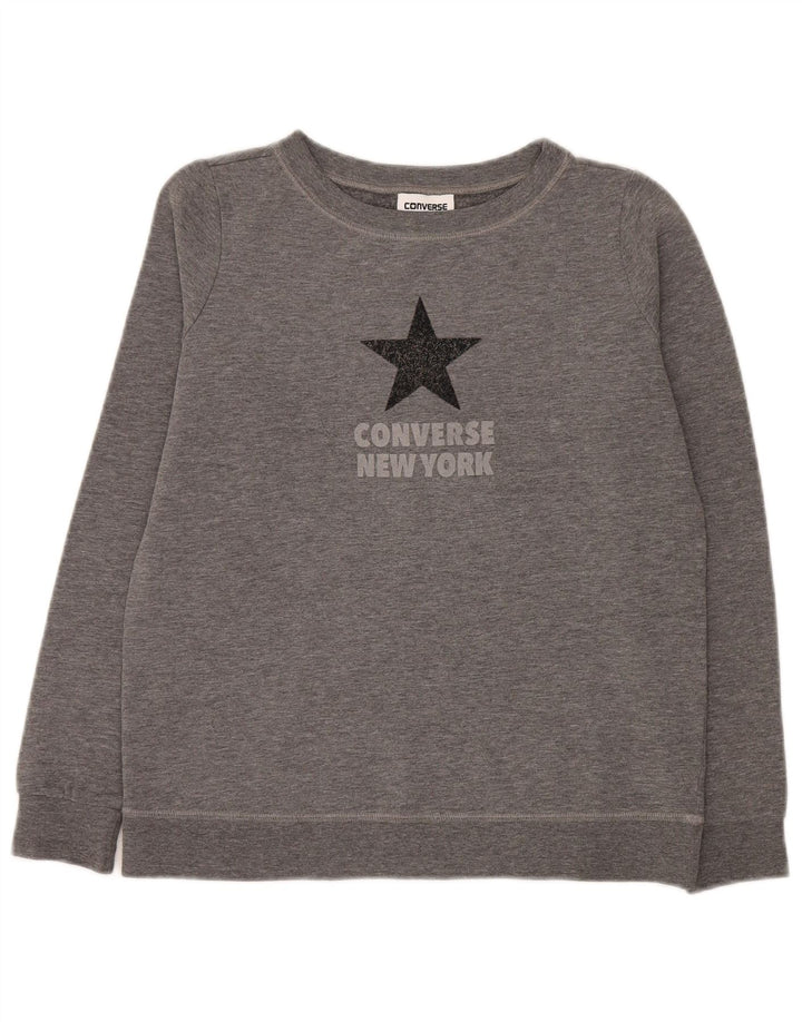 Converse Sweat-shirt surdimensionné graphique pour femme UK 6 XS Gris moucheté