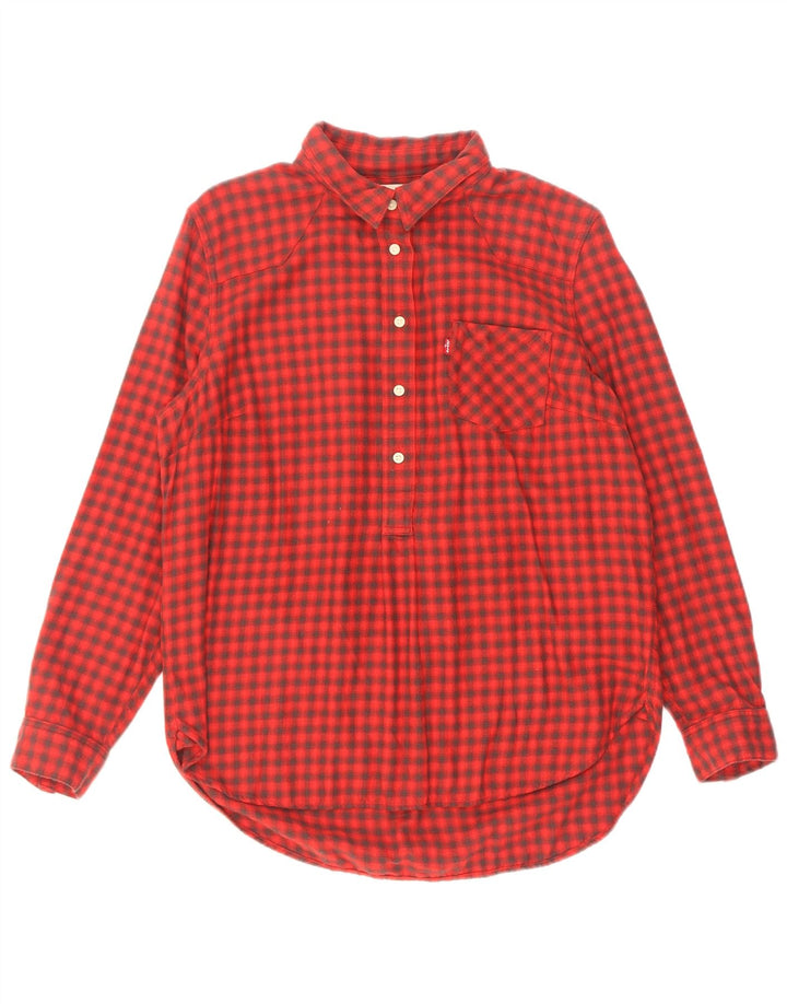 Levi's Chemise pull en flanelle pour femme UK 16 Grand rouge en coton vichy