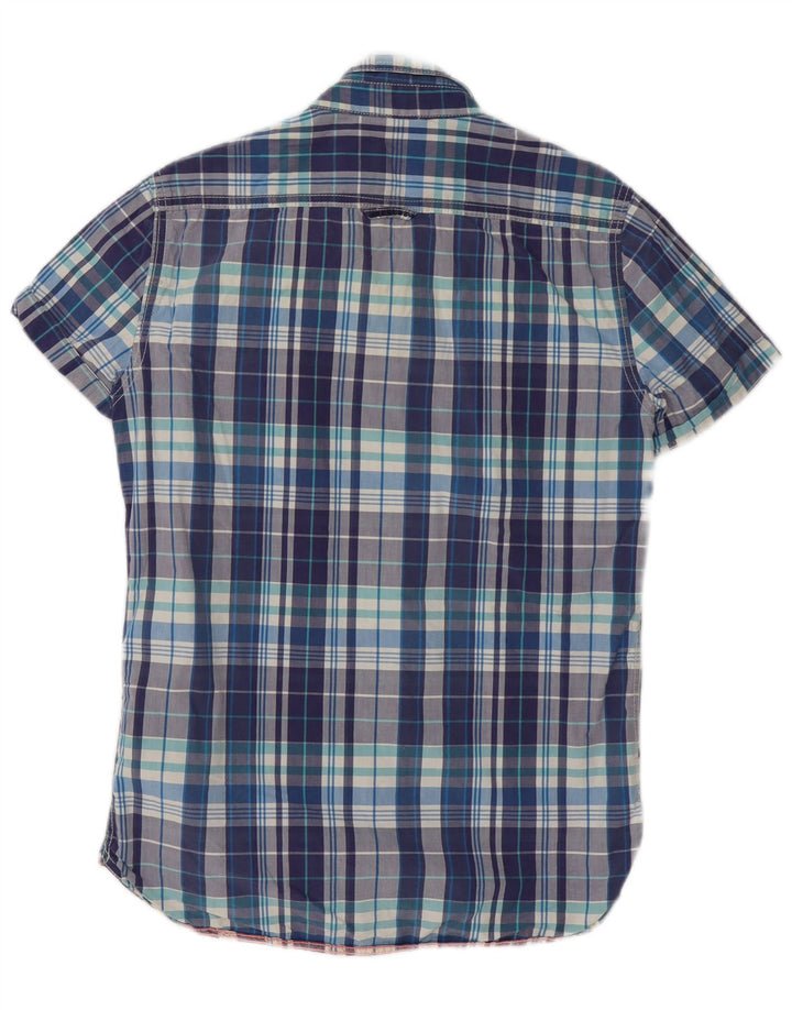 Superdry Chemise à Manches Courtes Homme Bleu Moyen Check Cotton