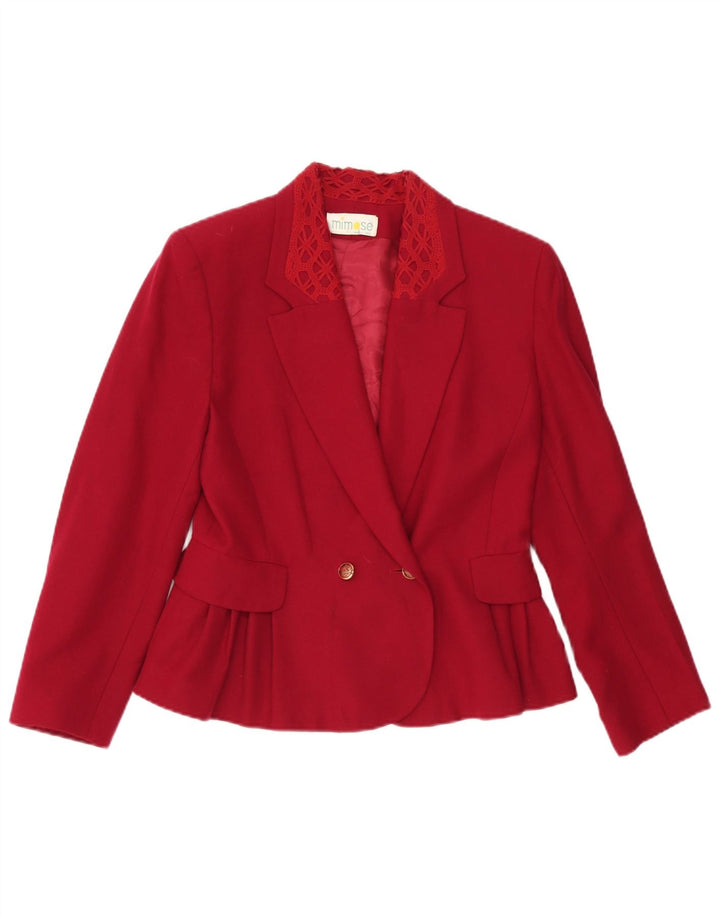 Veste Blazer Double Boutonnage Femme Vintage IT 42 Laine Bordeaux Moyenne