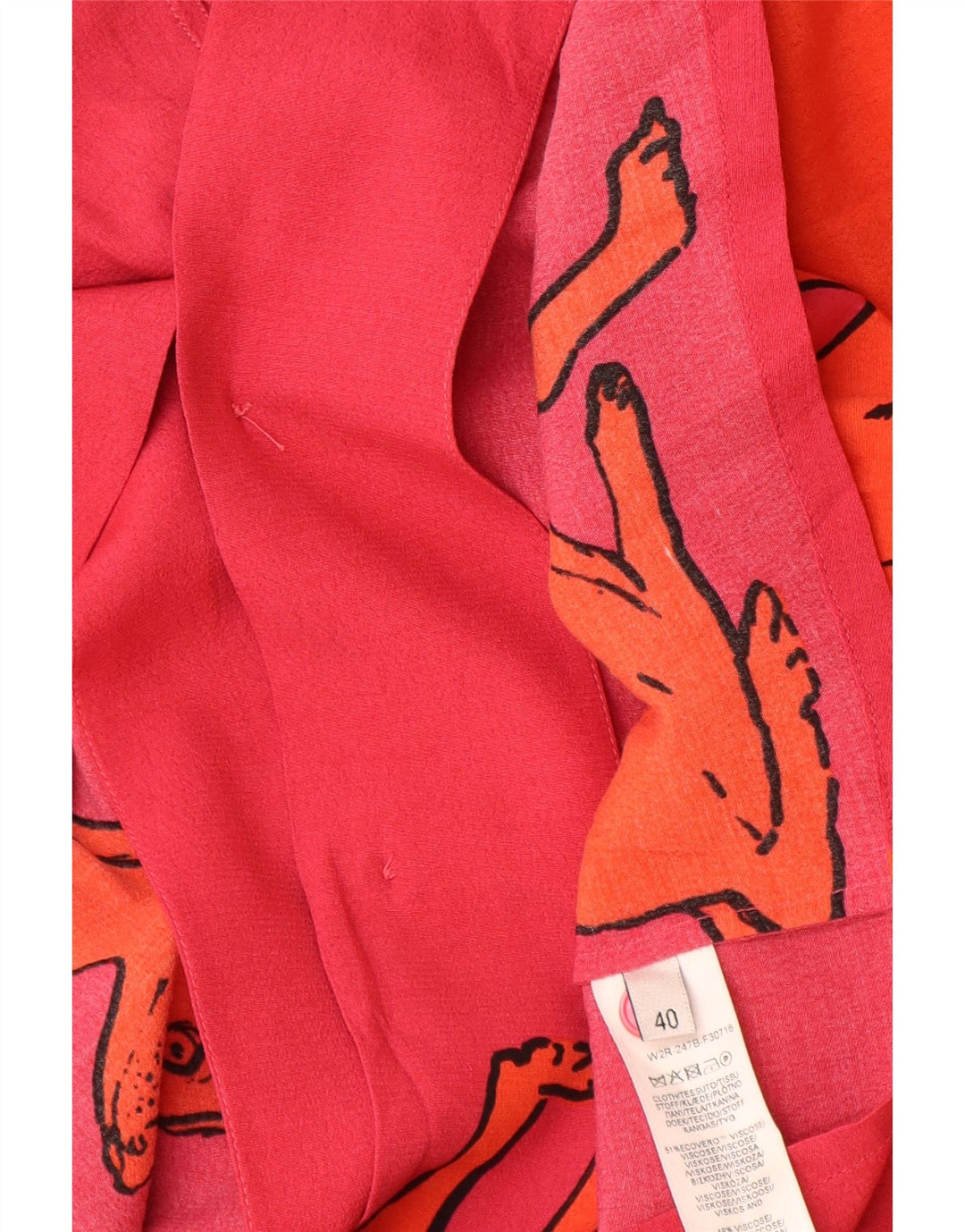 PAUL SMITH Chemise à Manches Courtes Femme IT 40 Petit Viscose Imprimé Animal Rouge