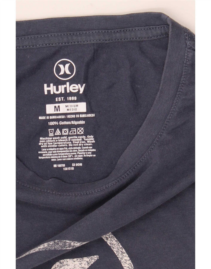 Hurley T-Shirt Graphique Homme Bleu Marine Moyen Coton