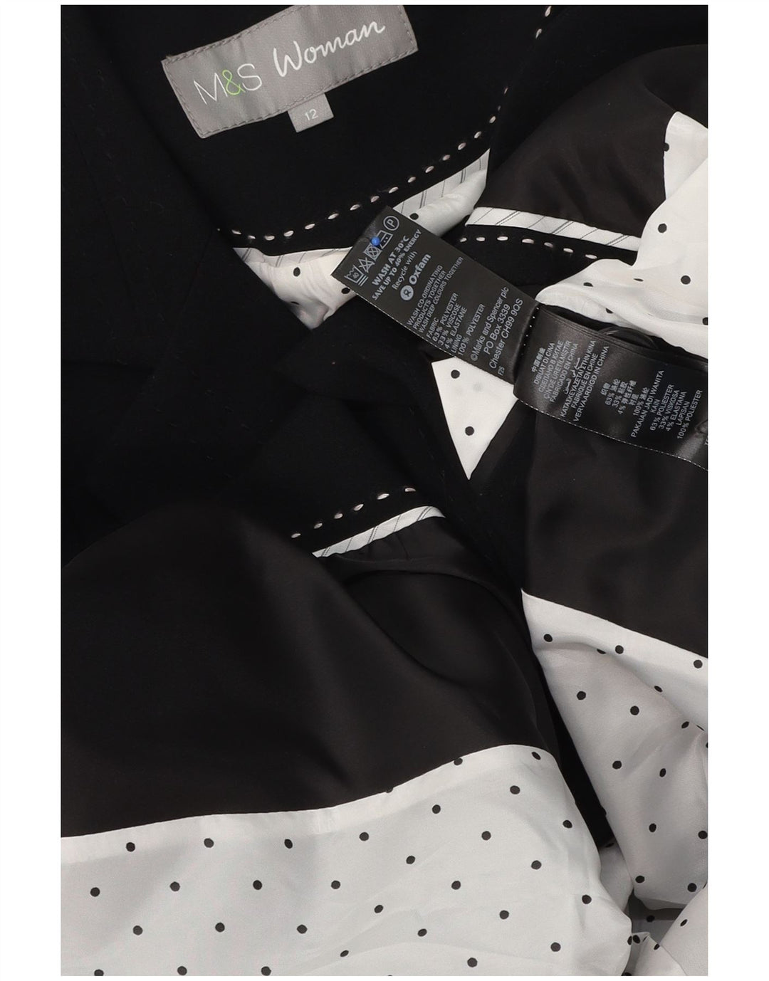 Marks & Spencer Veste blazer à 1 bouton pour femme UK 12 Noir moyen Polyester