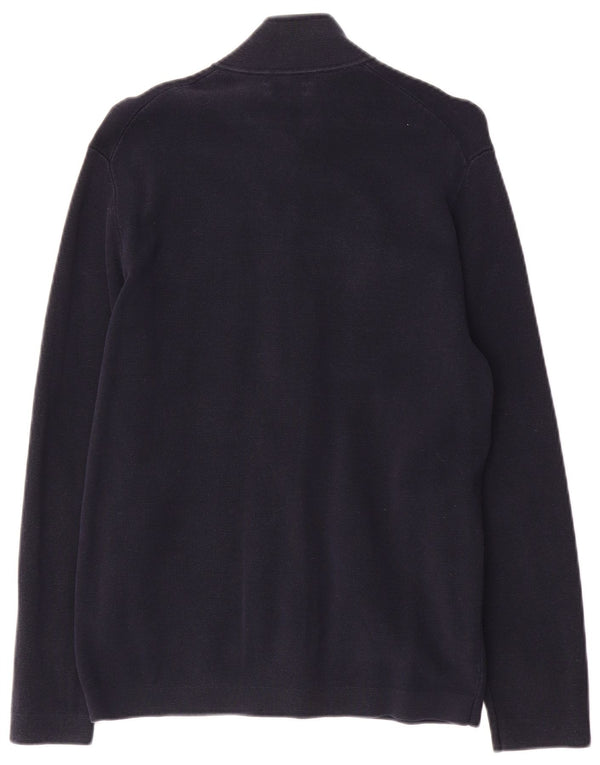 Massimo Dutti Pull Cardigan Homme Bleu Marine Moyen Coton