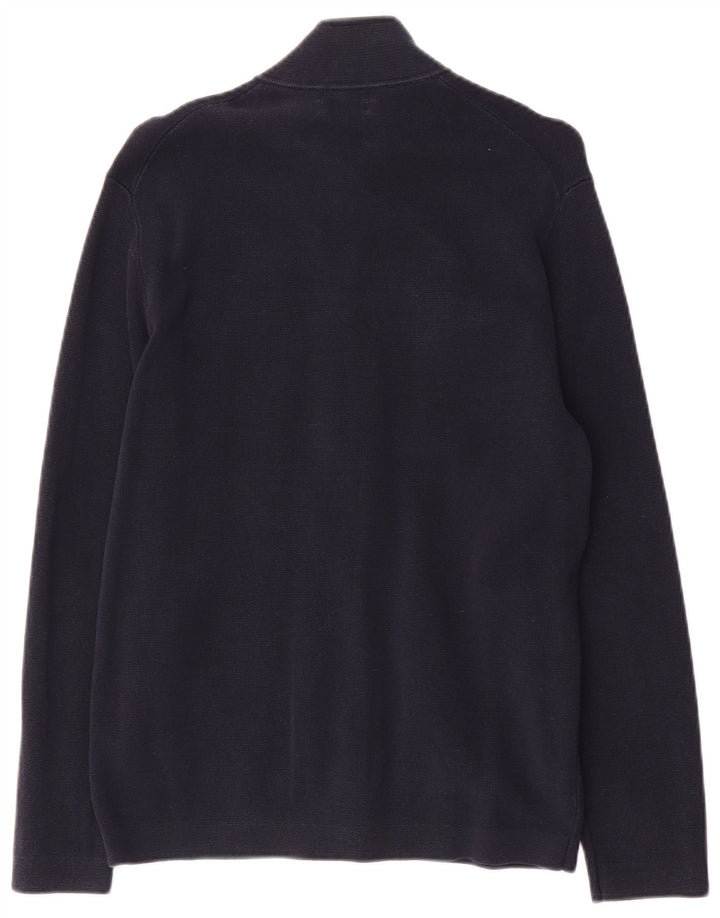 Massimo Dutti Pull Cardigan Homme Bleu Marine Moyen Coton