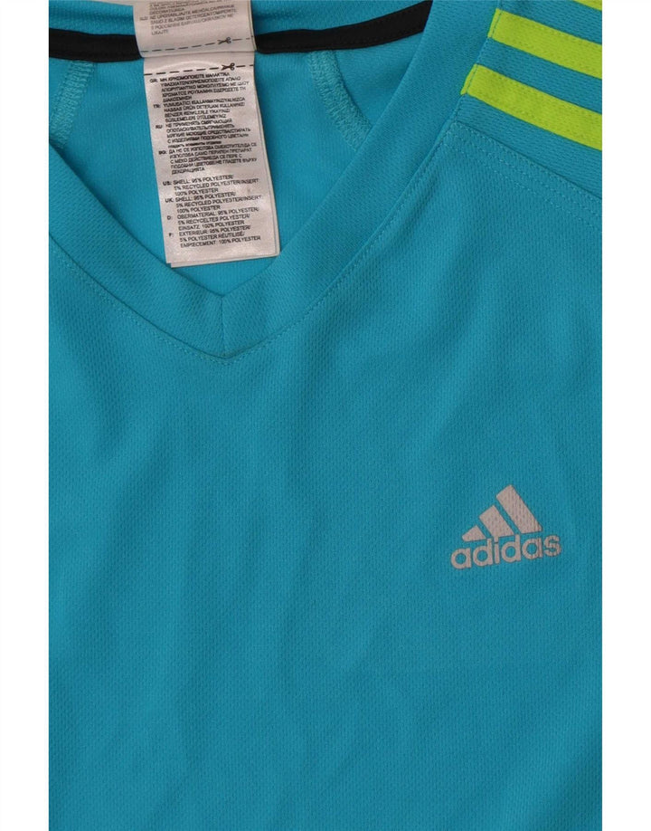 Adidas T-Shirt Femme Top UK 10 Petit Bleu Polyester