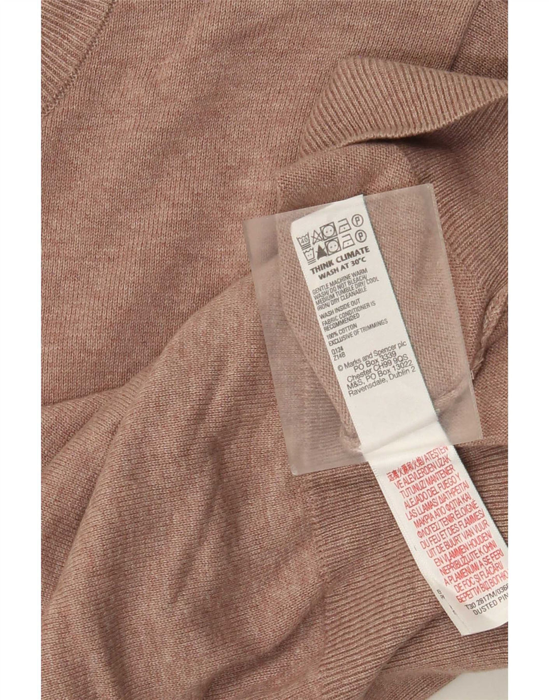 Marks & Spencer Pull Col Rond Homme Rose Moyen Coton