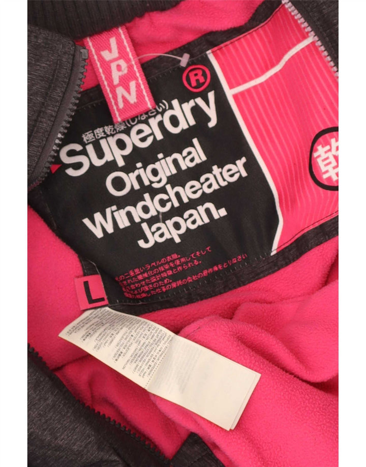 Superdry Veste coupe-vent à capuche Windcheater pour femme UK 16 Large Gris