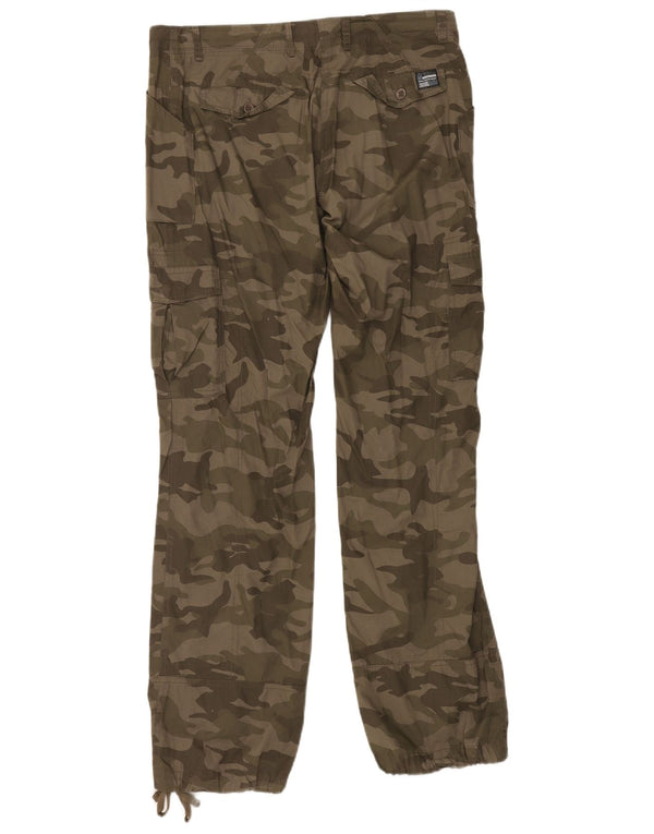 Brugi Womens Straight Cargo Trousers UK 14 Large W36 L34 Khaki Camouflage