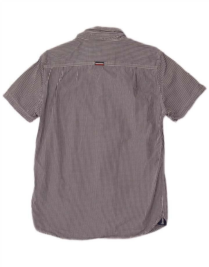 Superdry Chemise à manches courtes pour homme en coton vichy bleu marine Large