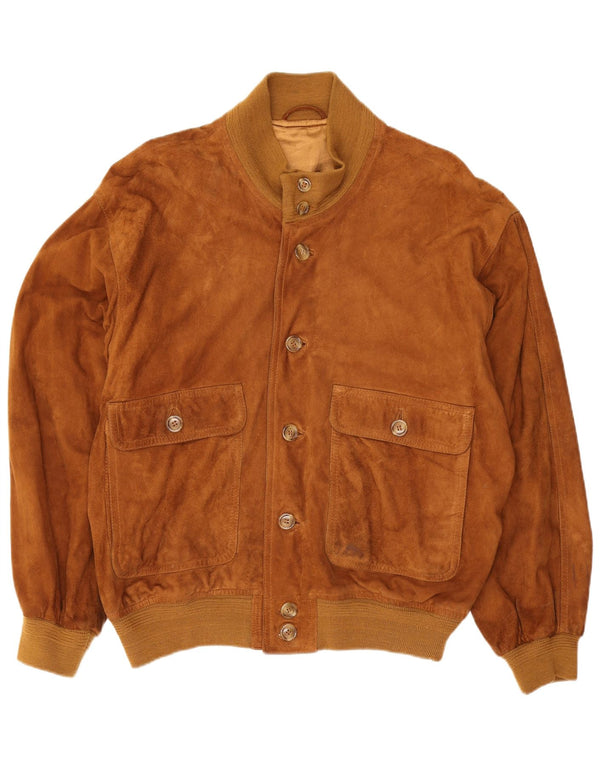 Veste Bomber En Daim Vintage Homme IT 48 Beige Moyen