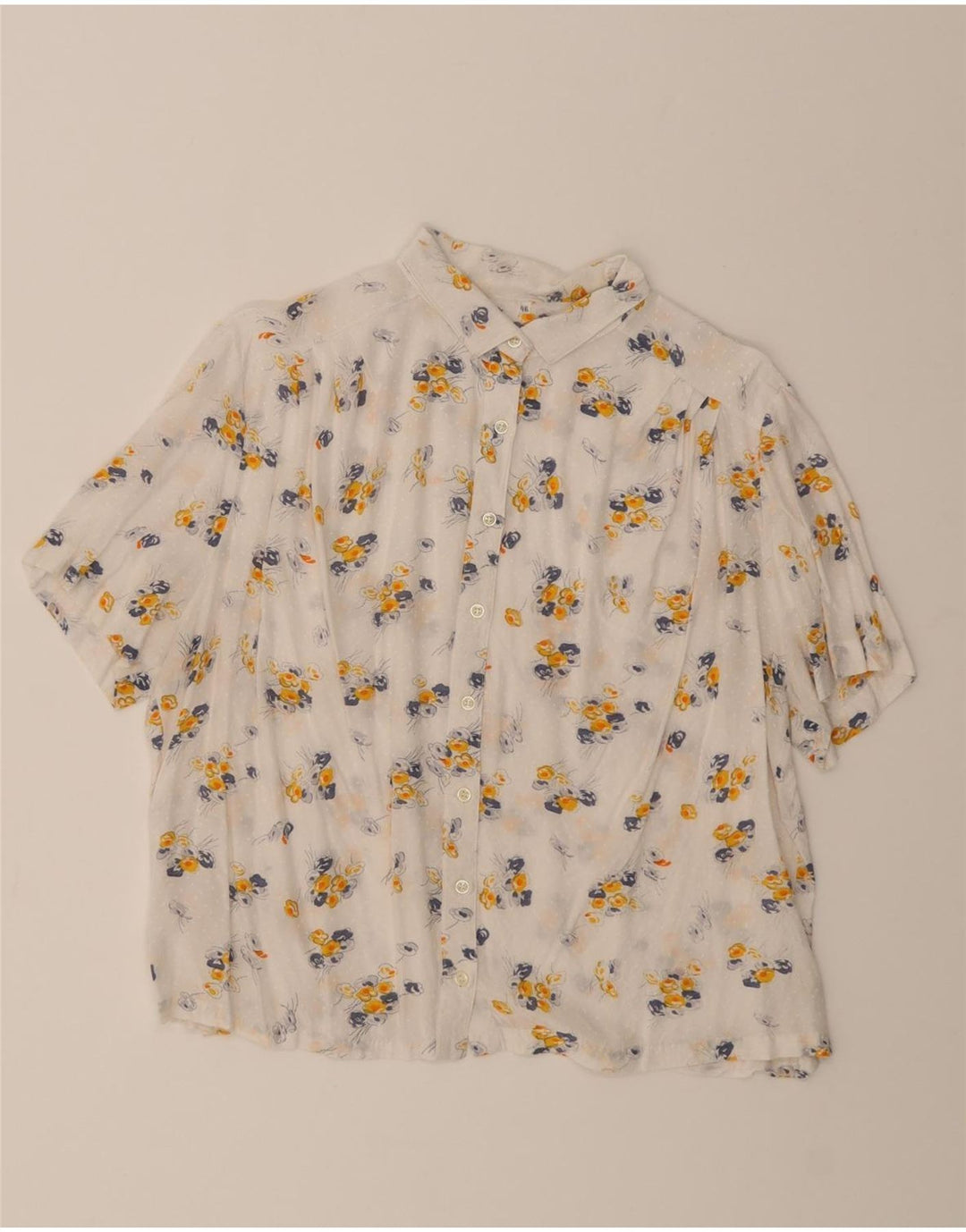 VINTAGE Womens Short Sleeve Shirt IT 46 Large White Floral Vintage Vintage and Second-Hand Vintage from Messina Hembry 