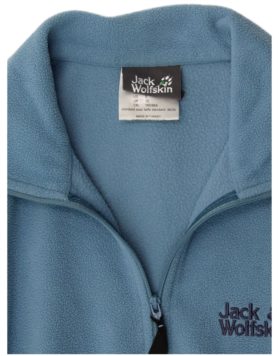 JACK WOLFSKIN Pull polaire à col zippé pour femme UK 10 Petit Bleu Polyester