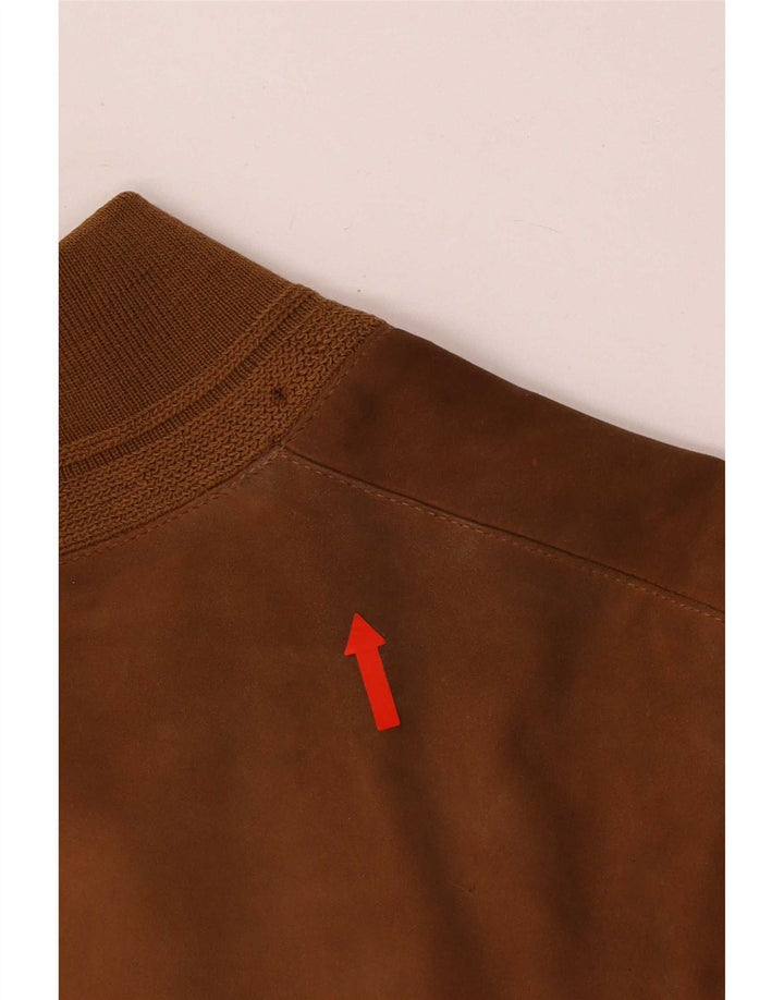 vintage Femme Veste Bomber En Daim Surdimensionnée IT 44 Beige Moyen