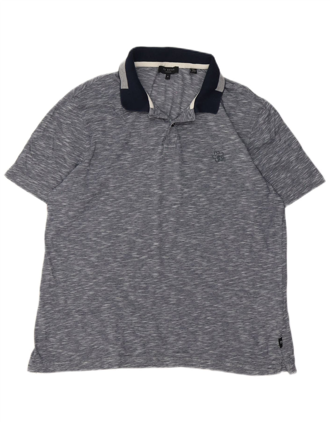 Ted Baker Polo Homme Taille 4 Grand Bleu Marine Moucheté Coton