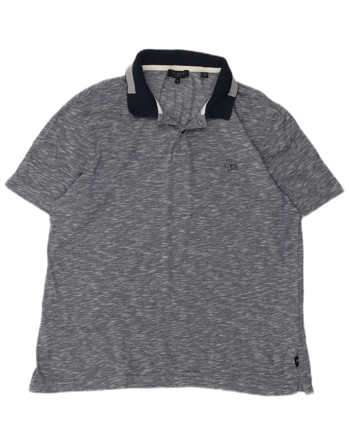 Ted Baker Polo Homme Taille 4 Grand Bleu Marine Moucheté Coton