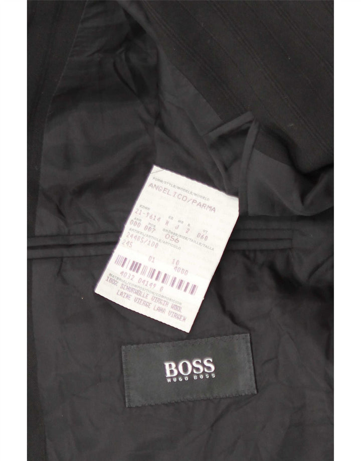 Hugo Boss Veste blazer à 3 boutons pour homme EU 56 3XL Laine rayée noire