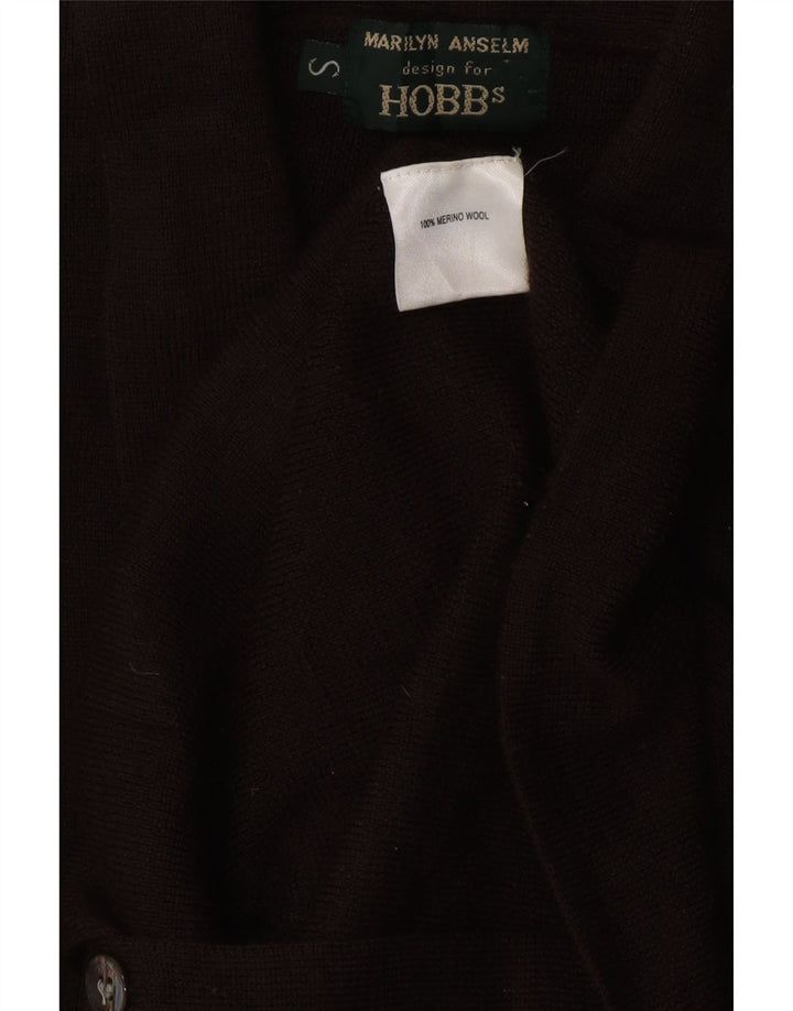 HOBBS Pull Cardigan Femme UK 8 Petit Marron Laine Mérinos