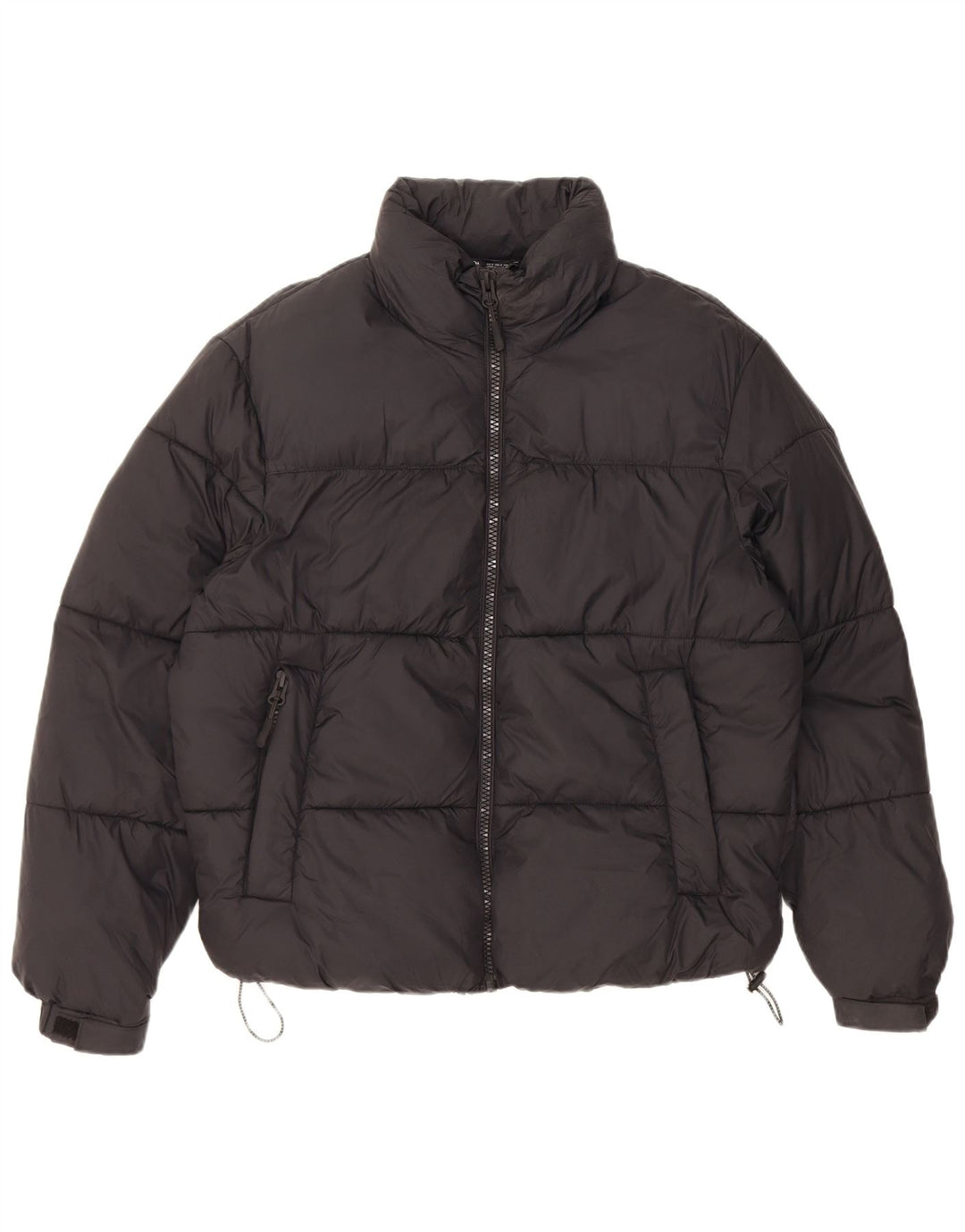 Zara Veste matelassée surdimensionnée pour femme UK 10 Petit nylon noir
