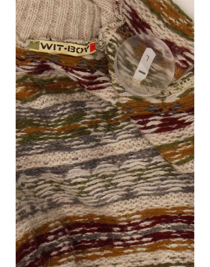 Wit Boy Pull col roulé pour homme en laine d'alpaga beige Fair Isle